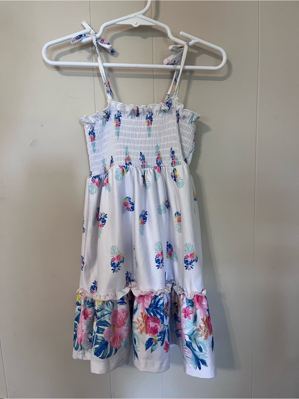 Tommy Bahama White Floral Sundress with Pink and Blue Accents